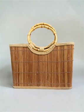 Handmade Vintage Bamboo Slat Tote Purse